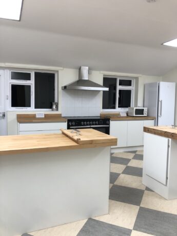 Kitchen at Parish Hall refurbished February 2025 oven